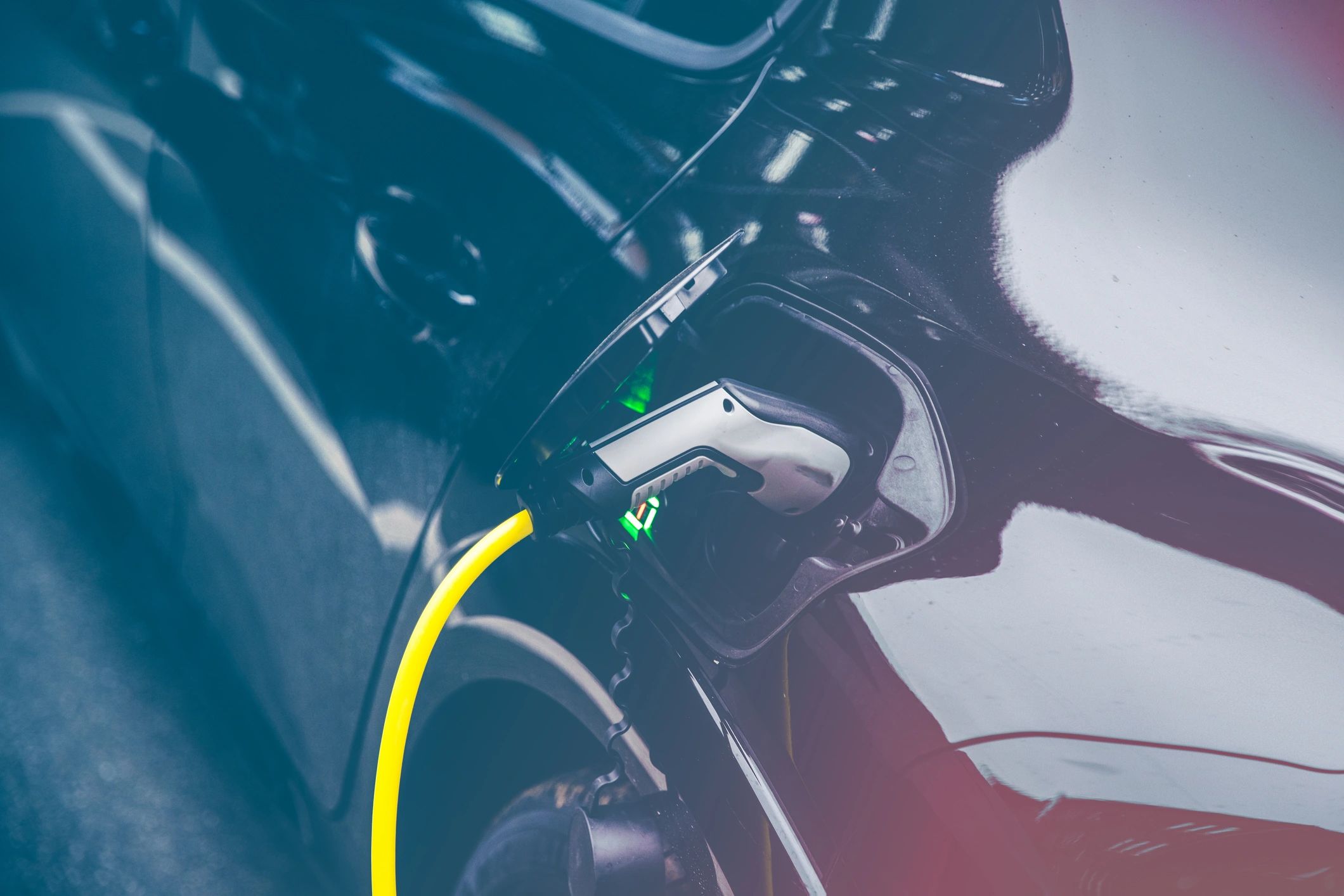 Electric car charging at home at night