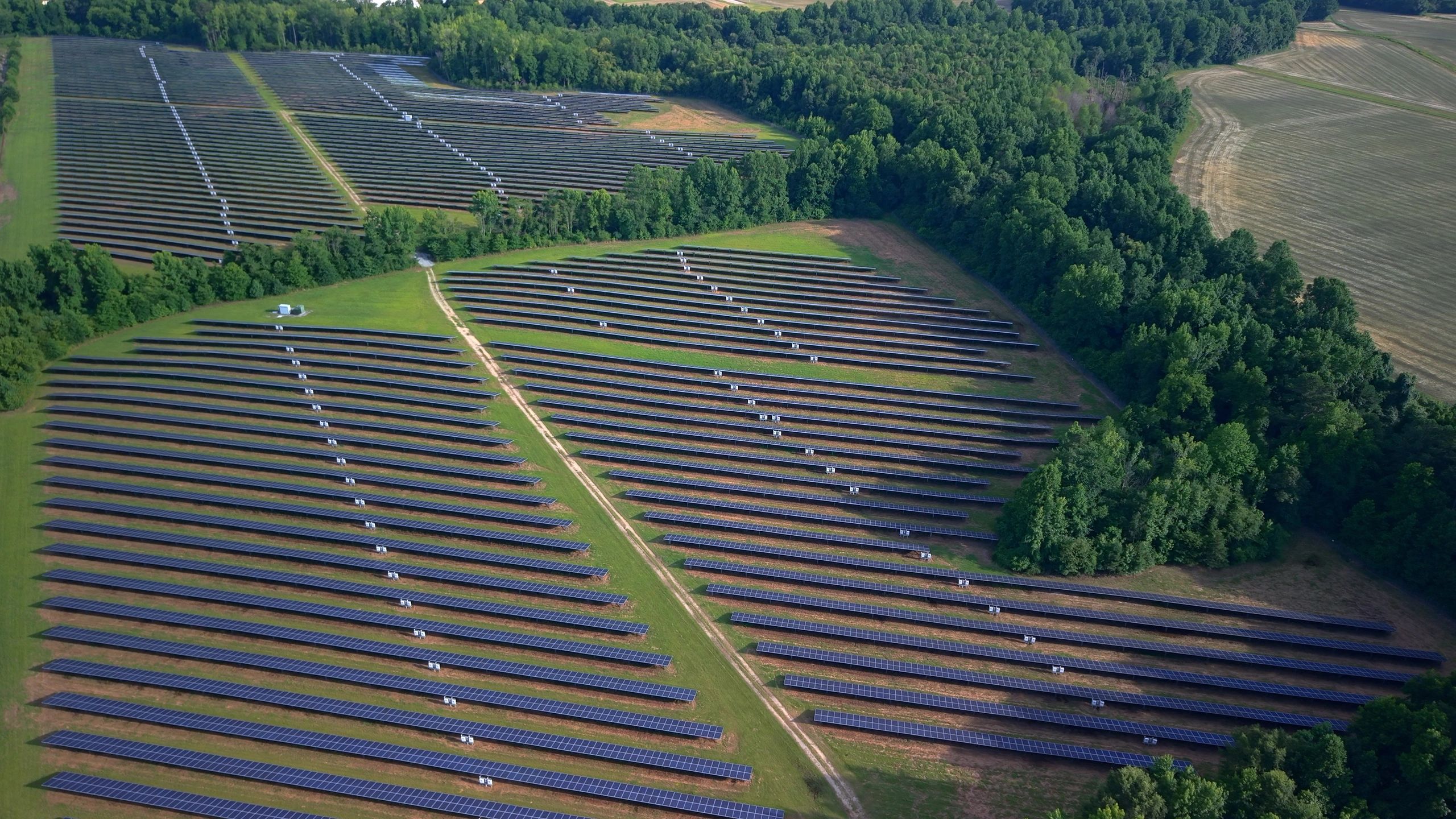 Solar panels in a field